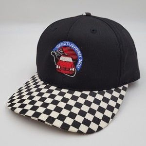Gemutlichkeit 2000 German Car Embroidered Checkered Bill Snapback Trucker Hat